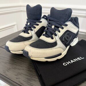 Authentic Chanel Sneakers Size 37 Navy Blue